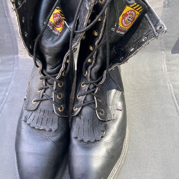 JUSTIN STEEL TOE LEATHER WORK BOOTS. THSES  ARE AMERICAN MADE - Picture 4 of 11